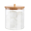 Acrylic Qtip Holder Dispenser with Bamboo Lid