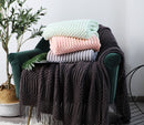 Rust Knit Throw Blanket with Tassel