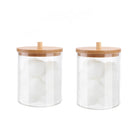Acrylic Qtip Holder Dispenser with Bamboo Lid