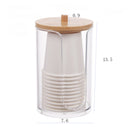 Acrylic Qtip Holder Dispenser with Bamboo Lid