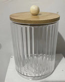 Acrylic Qtip Holder Dispenser with Bamboo Lid