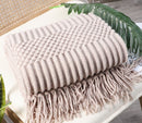 Rust Knit Throw Blanket with Tassel
