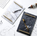 Nordic style natural marble storage tray for cosmetics and jewelry.