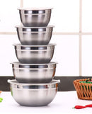 Set of 5-piece deep-dish stainless steel bowls of different sizes