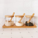 Set of 3 Condiment Jar with Lids and Spoons - Glass Sugar Bowls Sugar Salt Container Set for Sugar Serving Spice Salt