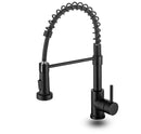 Spring-loaded hot and cold water high pressure black stainless steel faucet