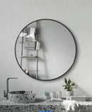 Round Mirror Wall Mounted Aluminum Alloy Frame Modern Decoration