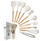 10-Piece Wooden Handle Silicone Kitchen Utensil Set