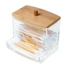 Acrylic Qtip Holder Dispenser with Bamboo Lid