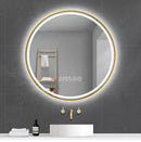 Smart round mirror with led lighting and time