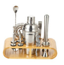 Stainless steel shaker set oval bamboo stand base