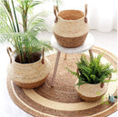 Nordic woven straw flower basket