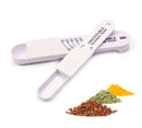 Two-piece set of adjustable plastic measuring spoons