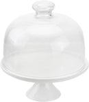 Cake Stand, Ceramic Leg Server with Glass Dome Lid.