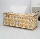 Crystal tissue box metal gold