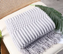 Rust Knit Throw Blanket with Tassel
