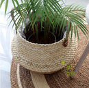 Nordic woven straw flower basket