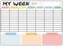 Weekly schedule refrigerator stickers set