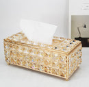 Crystal tissue box metal gold