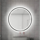 Smart round mirror with led lighting and time