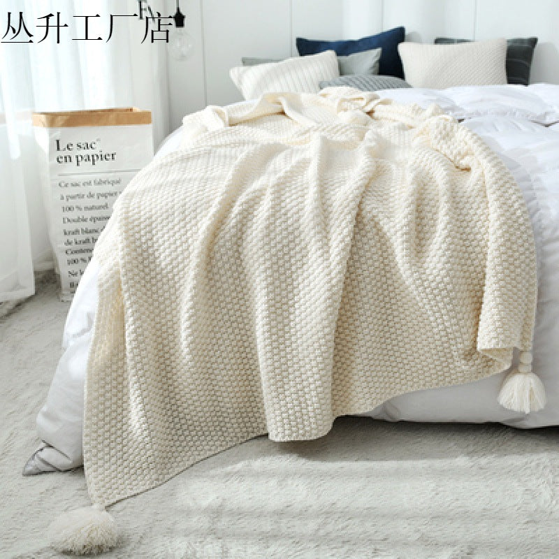 Nordic style sofa blanket blanket office nap shawl blanket knitted wool blanket leisure air conditioning blanket