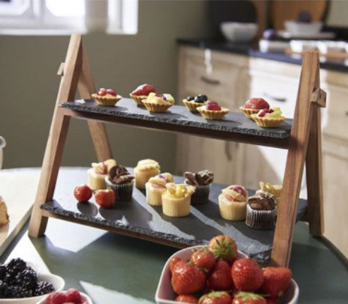 Solid wood cake and fruit stand