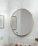 Round Mirror Wall Mounted Aluminum Alloy Frame Modern Decoration