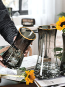 Large gray glass floral vase