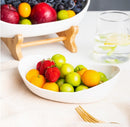 3 Tier ceramic fruit plate with bamboo frame