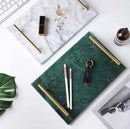 Nordic style natural marble storage tray for cosmetics and jewelry.