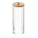 Acrylic Qtip Holder Dispenser with Bamboo Lid