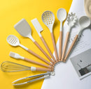 10-Piece Wooden Handle Silicone Kitchen Utensil Set
