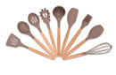 Silicone Kitchen Cooking Utensils Set with Wooden Handles (11 Piece)