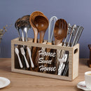 Wooden kitchen tableware storage box.