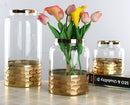 Clear Glass and Gold Flower Vase Decor