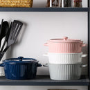 Ceramic Baking Bowl for Oven with Handle and Lid 37 Oz