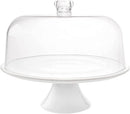 Cake Stand, Ceramic Leg Server with Glass Dome Lid.