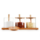 Set of 3 Condiment Jar with Lids and Spoons - Glass Sugar Bowls Sugar Salt Container Set for Sugar Serving Spice Salt
