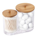 Acrylic Qtip Holder Dispenser with Bamboo Lid