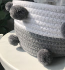 Cotton Woven Storage Basket Cute Pompom