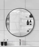 Round Mirror Wall Mounted Aluminum Alloy Frame Modern Decoration