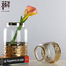 Clear Glass and Gold Flower Vase Decor