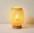 Weave Bamboo Desk Table Lamp with Wood Base