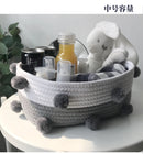 Cotton Woven Storage Basket Cute Pompom