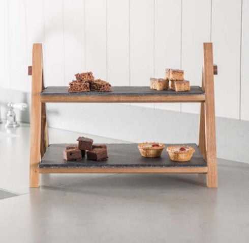 Solid wood cake and fruit stand