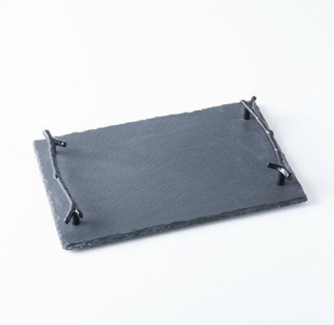 Natural black rectangular tray