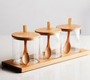 Set of 3 Condiment Jar with Lids and Spoons - Glass Sugar Bowls Sugar Salt Container Set for Sugar Serving Spice Salt