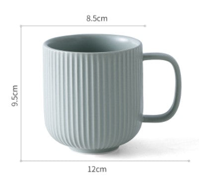 Solid color simple 350ml mug embossed stripe
