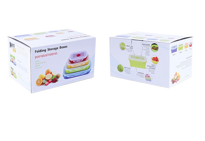 Silicone Lunch Box, Collapsible Folding Food Storage Container with Lids