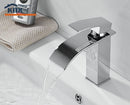 Waterfall shape bathroom stainless steel hot and cold water faucet